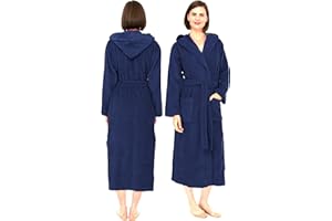 NAUSHA.HOME Luxury Hooded Bathrobe Mens & Ladies Dressing Gown 100% Cotton Terry Toweling Shawl Robe Perfect For Hotel & Spa Soft Stylish Robe
