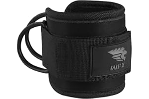 WFX Ankle Straps for Cable Machines Gym Wrist Cuff Double Stainless Steel Weight Lifting D-Ring Booty Leg Resistance Bands Attachment Powerlift Women Men Home Fitness Workout Curl Kickback