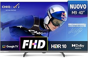 CHiQ TV 40 Pollici (100cm) L40M9G, Smart Televisore, FHD, Google TV, HDR10, DVB-T2, Dolby Audio, Chromecast integrato, HDMI*3, Senza Cornice in Metallo 2025