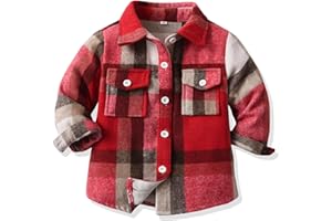 Yaopelky Niño Camisa De Franela A Cuadros Niños Manga Larga Botón Abajo Chaqueta Bolsillo Solapa Regular Fit Casual Otoño Ropa