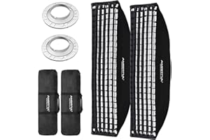AMBITFUL Caja de luz rectangular de rejilla de panal de abeja de 30 x 120 cm para foto estroboscópica estudio Flash Softbox Bowens Mount (2 piezas)