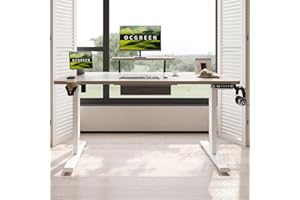 OCGREEN Biurko stojące z elektryczną regulacją wysokości, biurko stojące, do domu, biura, ergonomiczne biurko (dąb + półka na monitor, 160 x 76 cm)