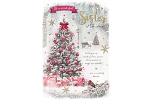 Piccadilly Greetings Piccadilly Greetings Photo Christmas Card Sister,red|beige|brown|grey ,9 x 6 inches