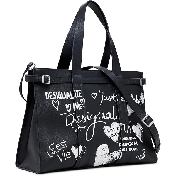 Sac à épaule Desigual Raven Kuwait - Noir, 100% Polyuréthane, Bandoulière Ajustable, Neuf Avec étiquettes