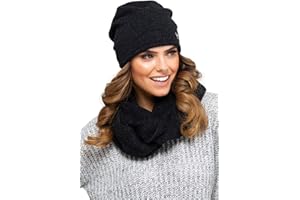 Kamea Winterset für Damen Anna 2-Teilig bestehend aus Loop-Schal und Wintermütze, Beanie, Damenschal als Winter-Schal, hergestellt in EU