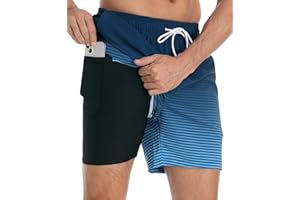 Kfnire Bañador Hombre con Forro Compresión y Bolsillos, Shorts de Baño para Natación Secado Rápido Hidrófugo Banador para Hombre