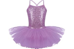 Freebily Vestido Lentejuelas de Danza Ballet para Niña Maillot brillante Vestido Princesa de Ballet Gimnasia Patinaje Artístico Disfraz de Bailarina Ballet Fiesta