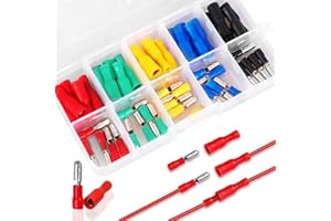 FUNVCE 50pcs Electrical Connectors, Male and Female Crimps Connectors,Bullet Butt Connectors, Insulated Electrical Terminals & Kits,Wire Terminal for Electrical & Audio Wiring(5 colors)