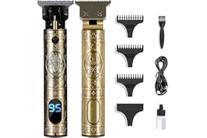 Ten-Tatent Hair Clippers Men, Hair Trimmers, T-Blade Trimmer, Cordless Rechargeable Grooming Kits, Zero Gapped Detail Beard Shaver with 4 Guide Combs,Quality Assurance，Gold