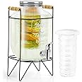 ABOUT SPACE 5 litre Glass Water Dispenser with Tap, Infuser & Stand - Air Tight Lid Detox Water Jar - Mason Jar - Counter Tabletop Juice, Infused Water Beer Dispenser for Home Restaurant Party