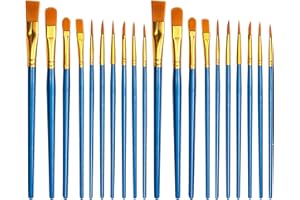 ADMYGO 20 PCS Nylon Hair Paint Brushes Set, Art Painting Flat Brush, Face Nail Art, Kids Paint Brusches with Watercolor Oil Acrylics for Decorations, Models, Figurines - Blue