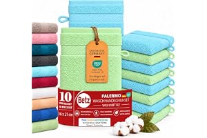 Betz 10 stycken tvätthandskar Palermo 100 % bomull tvättlappar, set, storlek 16 x 21 cm färg grön och turkos