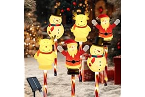 FWLWTWSS 6Pcs Christmas Solar Lights，Outdoor Waterproof Pathway Lights, Outdoor Xmas Decorations, Solar Powered LED Garden Lights for Yard & Patio