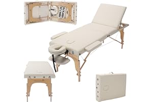MASSAGE IMPERIAL® Chalfont Extra Large Table De Massage - Largeur 70cm Et Longueur 195cm- Lit De Massage À 3 Sections - Panneau D'extrémité Reiki Et Sac De Transport - Crème