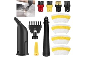 NPLASETA 12 Pièces Accessoires de Nettoyeur à Vapeur pour Kärcher Sc1 Sc2 Sc3 Sc4 Sc5, Buse Manuelle, kit de Pièces de Rechange avec Buse allongée, Brosse Ronde, Brosse à Joints, Chiffons en Microfibre