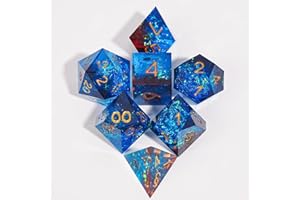 HKDZ DND Dice Set Resin Dice With Dice box and bag, D&D Polyhedral Dice for Dungeons and Dragons, Role Playing, RPG, Inclusions D20 D12 D10 D8 D6 D4
