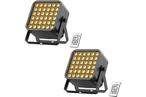 ‎OLOAXOLX 2PCS 36 LED Akku Par Strahler, 54W 6 in 1 RGBWA+UV Par Licht, Disco Partylicht Scheinwerfer mit 5200mAh Batterie Fernbedienung Auto 8/10CH, Wiederaufladbar Geeignet für Bühne Party Geburtstag Club