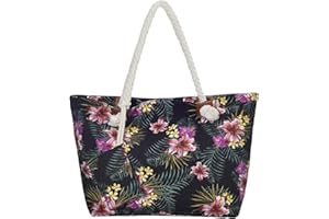 DonDon Bolso de playa grande impermeable con cremallera bolso de hombro Tropical Retro