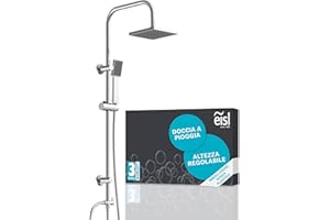 EISL EASY ENERGY DX12004-A, colonna doccia senza miscelatore, doccia con ampio getto a pioggia (170 x 170 mm) e doccetta, colonna doccia, ideale per il retrofit