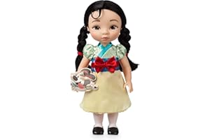 Disney Store bambola di Mulan ufficiale della collezione Animator, 39 cm, con braccia e gambe snodabili, peluche in raso di Little Brother, in scatola illustrata con finestra, dai 3 anni in su
