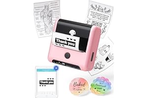 Memoking Thermal Label Maker, M200 3 inch Wireless Bluetooth Sticker Printer, Handheld Label Printer Machine for Small Business, Barcode, Retail, Office, Home, Compatible with Phones & PC-Pink