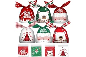 CVOZO Sacchetti Regalo Natale Busta Natale Confezione: Busta Regalo Natale Christmas Sacchettini Biscotti Natale Buste Caramelle Natalizi Plastica Borsa sacchetto Natale Dolci Festa Party