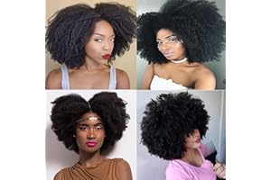 SAGA QUEEN Brazilian Afro Kinky Curly Clip In Hair Extensions 8pcs 18clips 120g/pck Brazilian Virgin Human Hair Clip Ins (1 bundle 12inch, natural black)
