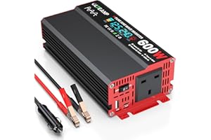 OLTEANP 600W Power Inverter Pure Sine Wave Inverter 12V DC to 120V AC Converter for Car, Truck, Home, Vehicles, Laptop, Car Inverter 12V to 240V with 2 USB Ports, LCD Display