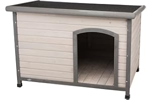 TRIXIE wetterfestes und aufklappbares Hundehaus "natura Hundehütte Classic Flachdach, L: 116 × 82 × 79 cm, grau" - 39563