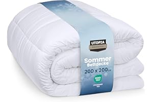 Utopia Bedding Summer Duvet with Filling, 200 gsm, Microfibre Quilt (200 x 200 cm, White)