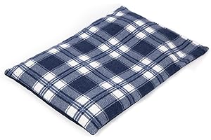 GIRAFFENLAND Cuscino termico - Semi di lino - flanella, blu a quadri- 30x20cm - Terapia caldo e freddo - Microonde, forno e frigorifero