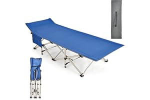 COSTWAY lit de Camping Pliable, Charge jusqu'à 400 kg, lit de Voyage à Pliage Rapide avec Sac de Transport, lit de Couchage intérieur et extérieur pour Le Camping, la Plage, la Maison, Le Bureau