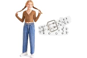 WERFORU Cinturón infantil de piel sintética para pantalones vaqueros con doble ojal