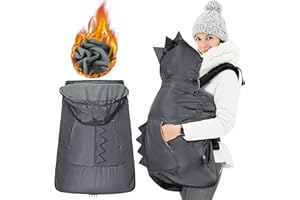 Orzbow Cobertor Porteo Invierno, Cubre Porteo Bebe Impermeable, Universal Protector Mochila Porteo con Forro Polar Cálido, Parte Superior Desmontable, Lavable a Máquina, Gris Oscuro