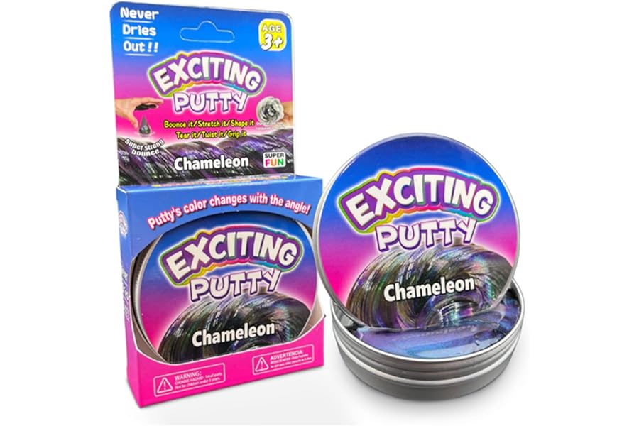 Chameleon Putty - 2 x Squeezable Exciting Putties Non-Toxic Long Lasting Non-Drying Stress Relief Hand Exercise Science Learning & Fun for Kids