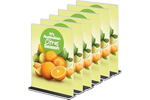 Gipizi A5 Acrylic Sign Holders, Clear Acrylic Menu Holder for Restaurant, T-Shape Double Sided Acrylic Display Stands, Shop, Office, Hotel, Promotions, Photo Display Stand Holders for Wedding