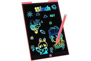 PBEKNCO Bunte LCD Schreibtafel, 15 Zoll LCD Schreibtablett für Kinde, Maltafel Kinder Elektronisch Spielzeug ab 3-8 Jahre alt Junge Mädchen, Löschbar Mal Tablet Kinder Weihnachtsgeschenke