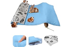 NEO SOLVO Tapis de Jeu en Polaire pour Cochon d'Inde et Lapins - Tout en Un, C'est Une Couverture, Un Tunnel Géant, Une Maison, Un Coussin et Un Lit - 70cm x 140cm - Bleu