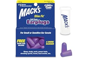 Tapones para los oídos ajustados de espuma suave Safesound Slim Fit de Mack's, paquete de 10 pares