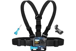 MiPremium Chest Mount Harness Compatible with GoPro Hero 13 12 11 10 9 8 7 6 5 4 3 Fusion Session Black Silver & Other Sports Cameras Adjustable Body Strap + Jhook & Aluminum Thumbscrew Accessory