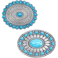 GORGECRAFT Fibbia per Cintura Occidentale Turchese Fibbia Vintage Medievale Fibbia per Cintura Accessorio Stile Bohemien Moda Turchese Gioielli Cintura Fibbie Punk Donna Cowboy Uomo, Argento Antico