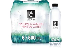 AQUA Carpatica 500ml x 6 - Pure Natural Sparkling Mineral Water for Optimal Hydration, Nitrate-Free, Abundant in Calcium & Magnesium, Naturally Alkaline, Enriched with Natural Electrolytes