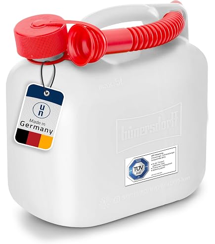 Jerrican Empilable 5 Litres UN - Bidon PEHD Bleu Pour Carburant Ou Eau - Certifié Sans BPA, Avec Bec Verseur Optionnel