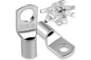 DAWENUR Lot de 4 cosses de câble 95 mm² - Cosses tubulaires M10 - Cosses à anneau en cuivre épais non isolées SC