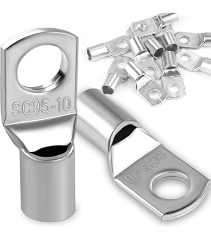 jwtyu 35 stuks kabelschoenen, 16 mm2, ringkabelschoenen, M8, dikkere koperen buiskabelschoen, niet geïsoleerde SC-kabelschoen, zilveren kabelschoenen voor kabels, voertuigen, elektrische kasten