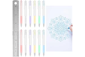 12 Stück Cutter Stift mit Edelstahl Lineal BOZILY Papierschneidestift Stift Messer Pencil Cutter Pen Allzweckmesser Stift Pen Knife Paper Cutter Pen Für Schüler DIY Art Work Cutting Mehrzweck