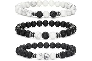 MUCCA 3 Pcs Mens Bracelets Adjustable Stretch Bracelet for Men 8MM Natural Stone Bead Bracelet Tigers Eye Bracelet Gifts for Teenager Mens