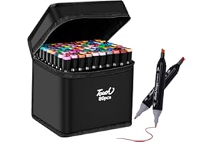 DAOXU 80 Pennarelli Doppia Punta Pennarelli,Marcatore 80 Colori ad Alcool con Base e Borsa Nera per il Trasporto, Pennarelli Professionali da Disegno per Studenti, Fumettisti