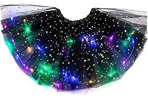 YODITI Falda Tutú Para NiñAs, Falda Tutú Con Estrellas Y Lentejuelas, Falda De Tul Con Luces, Colores NeóN, Brillante, Vestido Fiesta, Vestido De Baile, Disfraz De Carnaval, Vestido De Princesa Para NiñOs