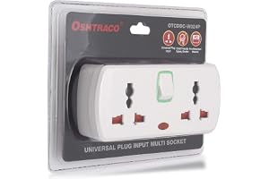 OSHTRACO 2 Way Universal plug Input Multi Socket outlet, with 2x 2pin outlet, and master switch